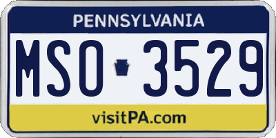 PA license plate MSO3529