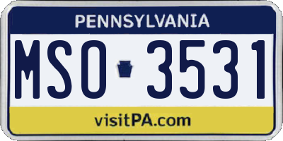 PA license plate MSO3531