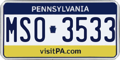 PA license plate MSO3533