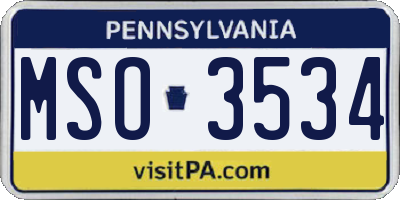 PA license plate MSO3534