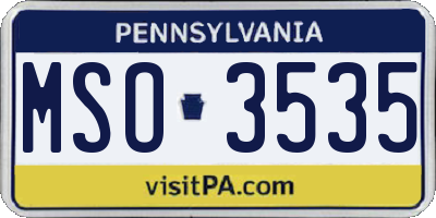 PA license plate MSO3535