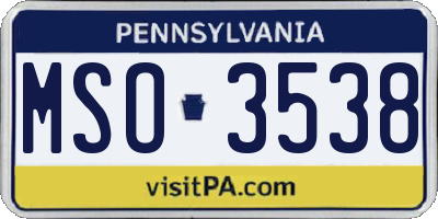 PA license plate MSO3538