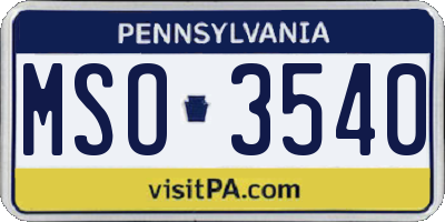 PA license plate MSO3540
