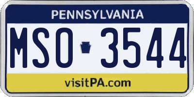 PA license plate MSO3544