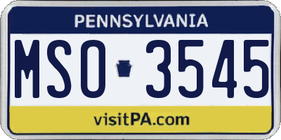 PA license plate MSO3545
