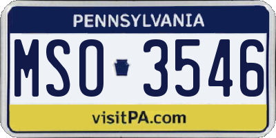 PA license plate MSO3546