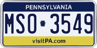 PA license plate MSO3549