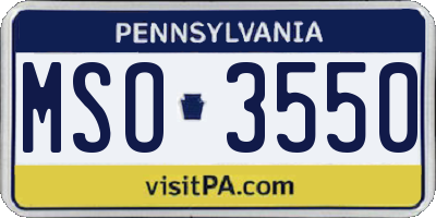 PA license plate MSO3550