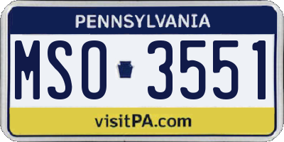 PA license plate MSO3551
