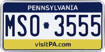 PA license plate MSO3555