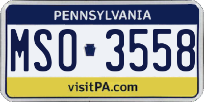 PA license plate MSO3558