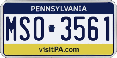 PA license plate MSO3561