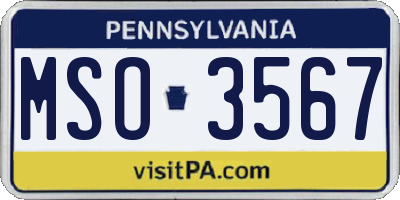 PA license plate MSO3567