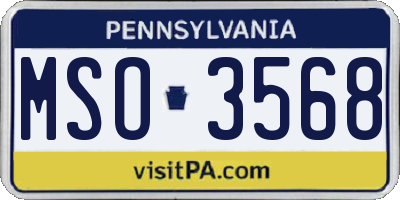 PA license plate MSO3568