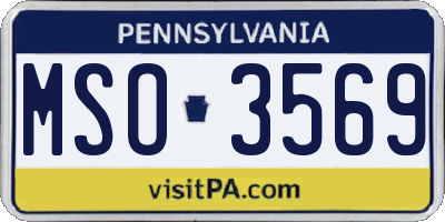PA license plate MSO3569