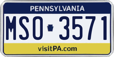 PA license plate MSO3571