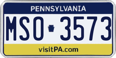 PA license plate MSO3573