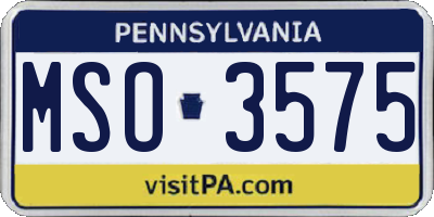 PA license plate MSO3575