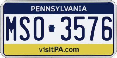 PA license plate MSO3576