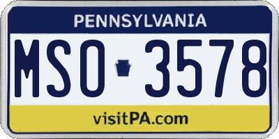 PA license plate MSO3578