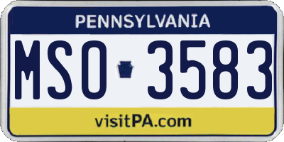 PA license plate MSO3583