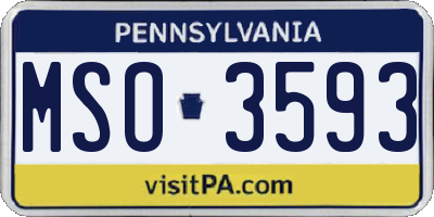PA license plate MSO3593