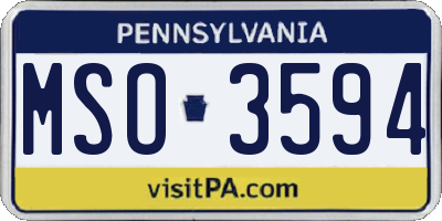 PA license plate MSO3594