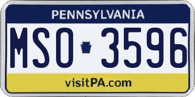 PA license plate MSO3596