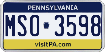 PA license plate MSO3598