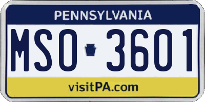 PA license plate MSO3601