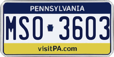 PA license plate MSO3603