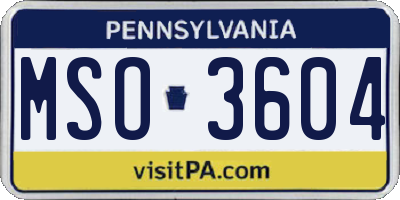PA license plate MSO3604