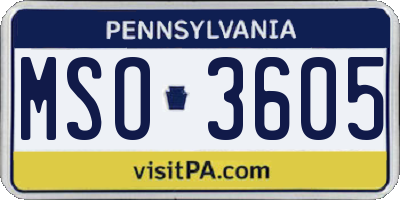 PA license plate MSO3605