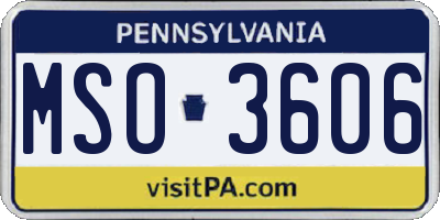 PA license plate MSO3606