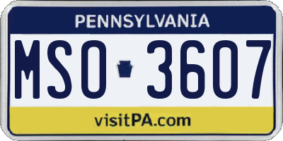 PA license plate MSO3607