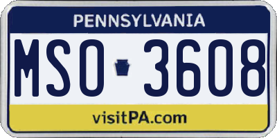 PA license plate MSO3608