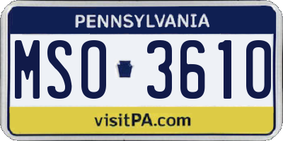 PA license plate MSO3610