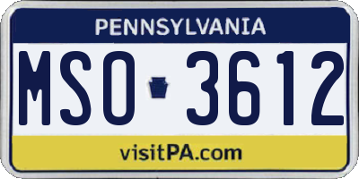PA license plate MSO3612