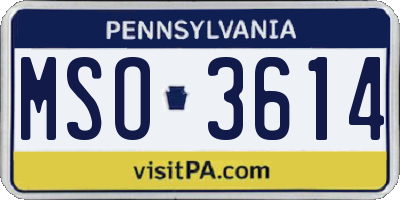 PA license plate MSO3614
