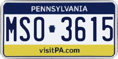 PA license plate MSO3615