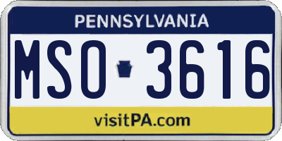 PA license plate MSO3616