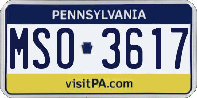 PA license plate MSO3617