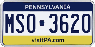 PA license plate MSO3620