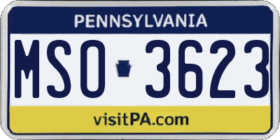 PA license plate MSO3623