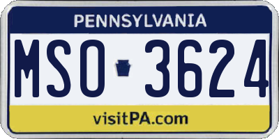 PA license plate MSO3624