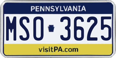 PA license plate MSO3625