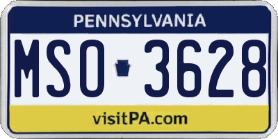PA license plate MSO3628
