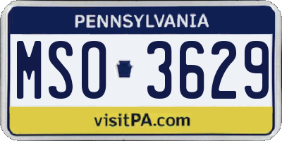 PA license plate MSO3629