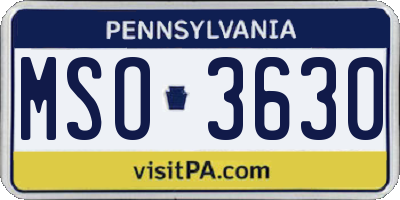 PA license plate MSO3630