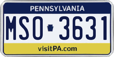 PA license plate MSO3631